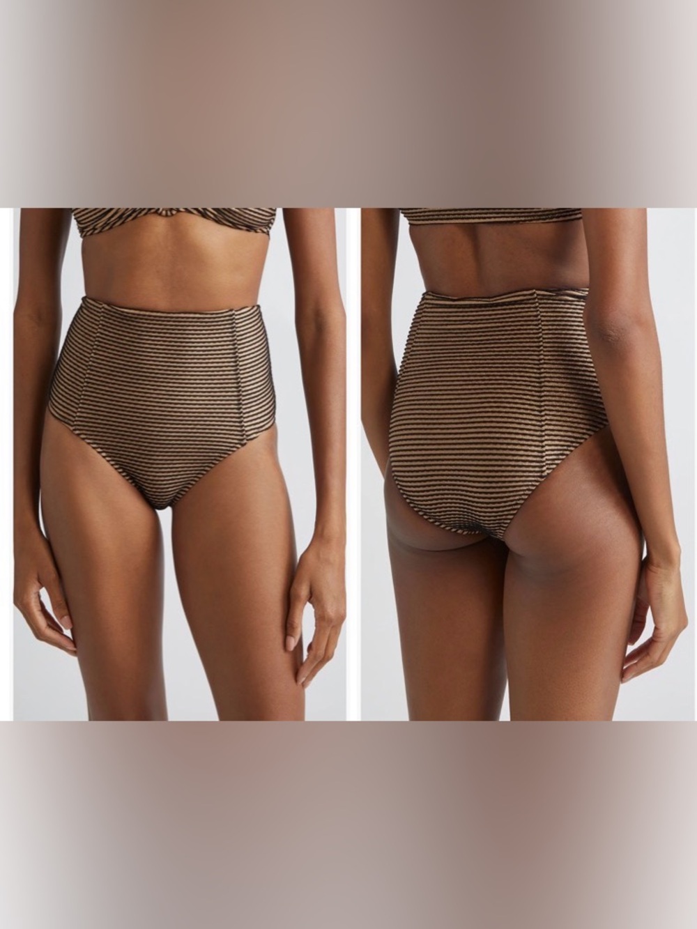 Ulla Johnson Zahara High Waist Bikini Bottoms Gold Black XL NWT